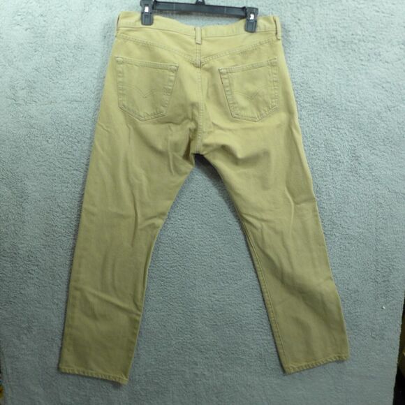 Levi's 501 Button Fly Beige Straight Leg Jeans Men's Size Tan Men's Size 34x30 - Picture 10 of 13